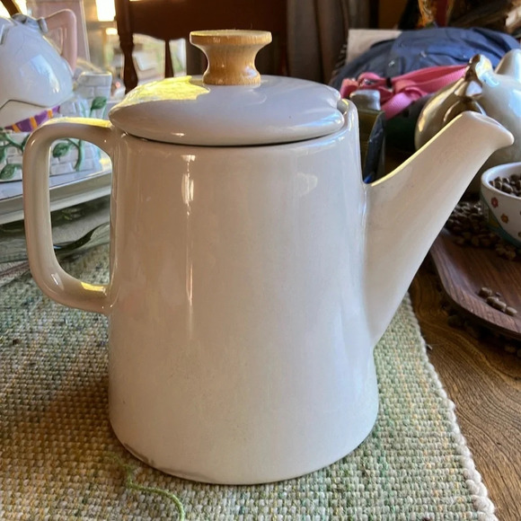 IKEA tea pot with wood knob white large coffee carafe or tea pot